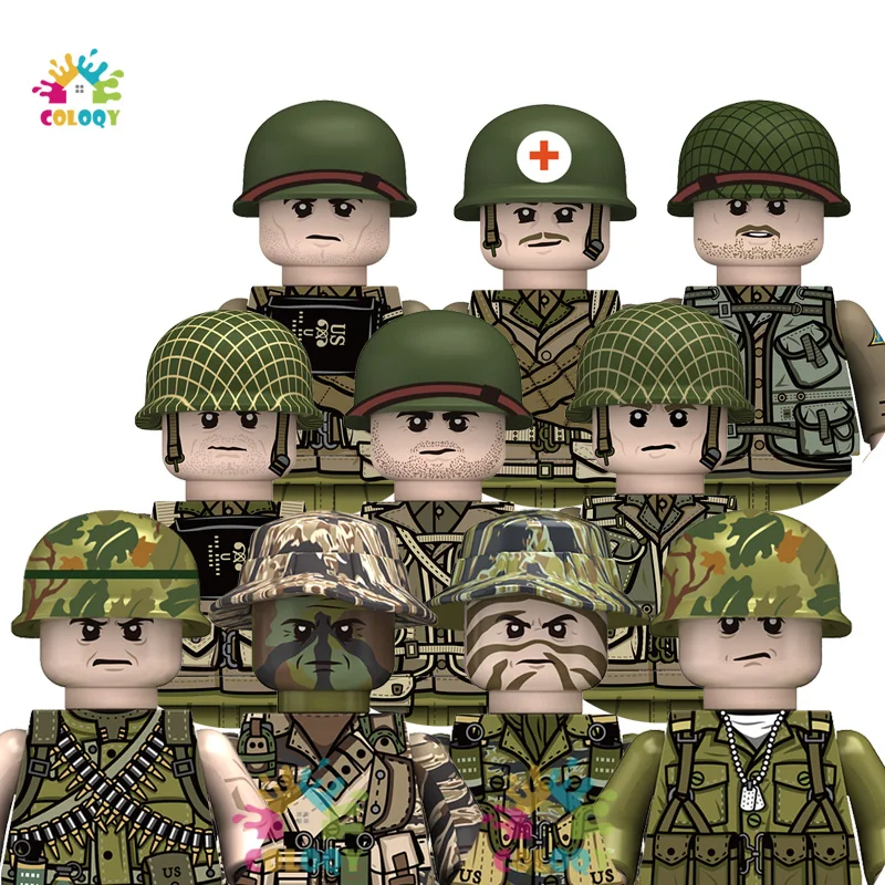 Jouets pour enfants WW2 blocs de construction soldats d'infanterie de l'armée navale américaine Mini figurines d'action jouets pour enfants cadeaux du nouvel an