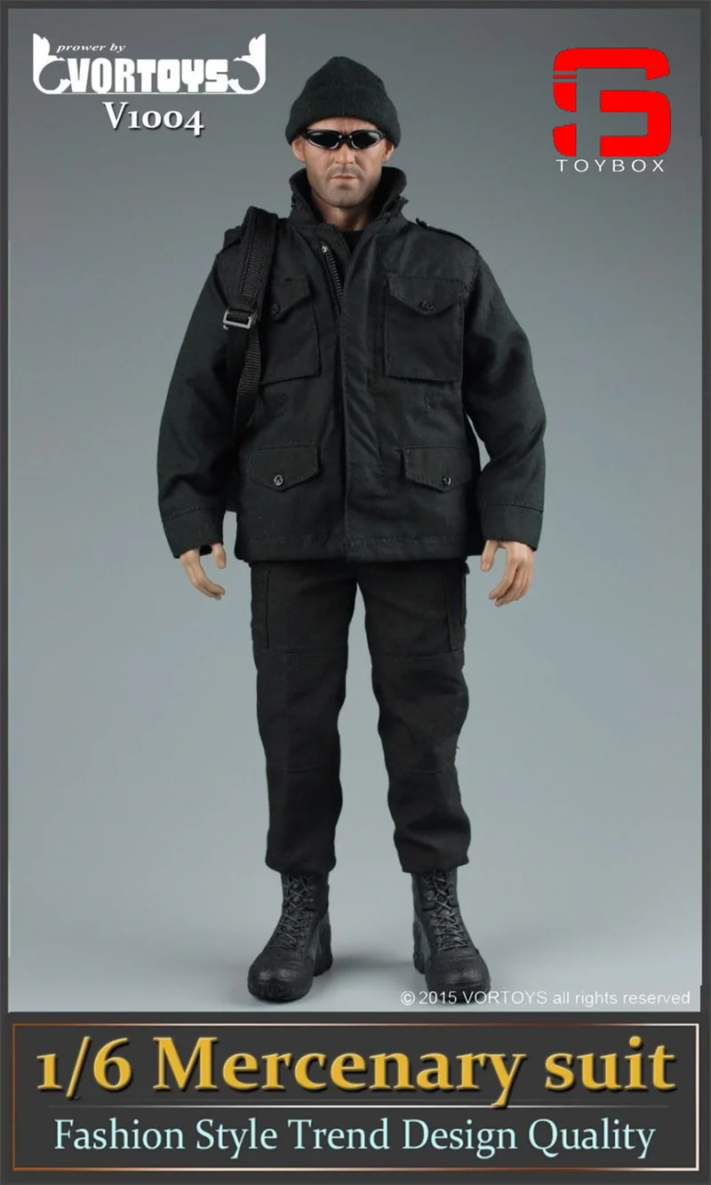 VORTOYS V1004 1/6 skala mężczyzna żołnierz najemnik czarny Stealth garnitur ubrania akcesoria do modeli do 12-calowego ciała figurki akcji