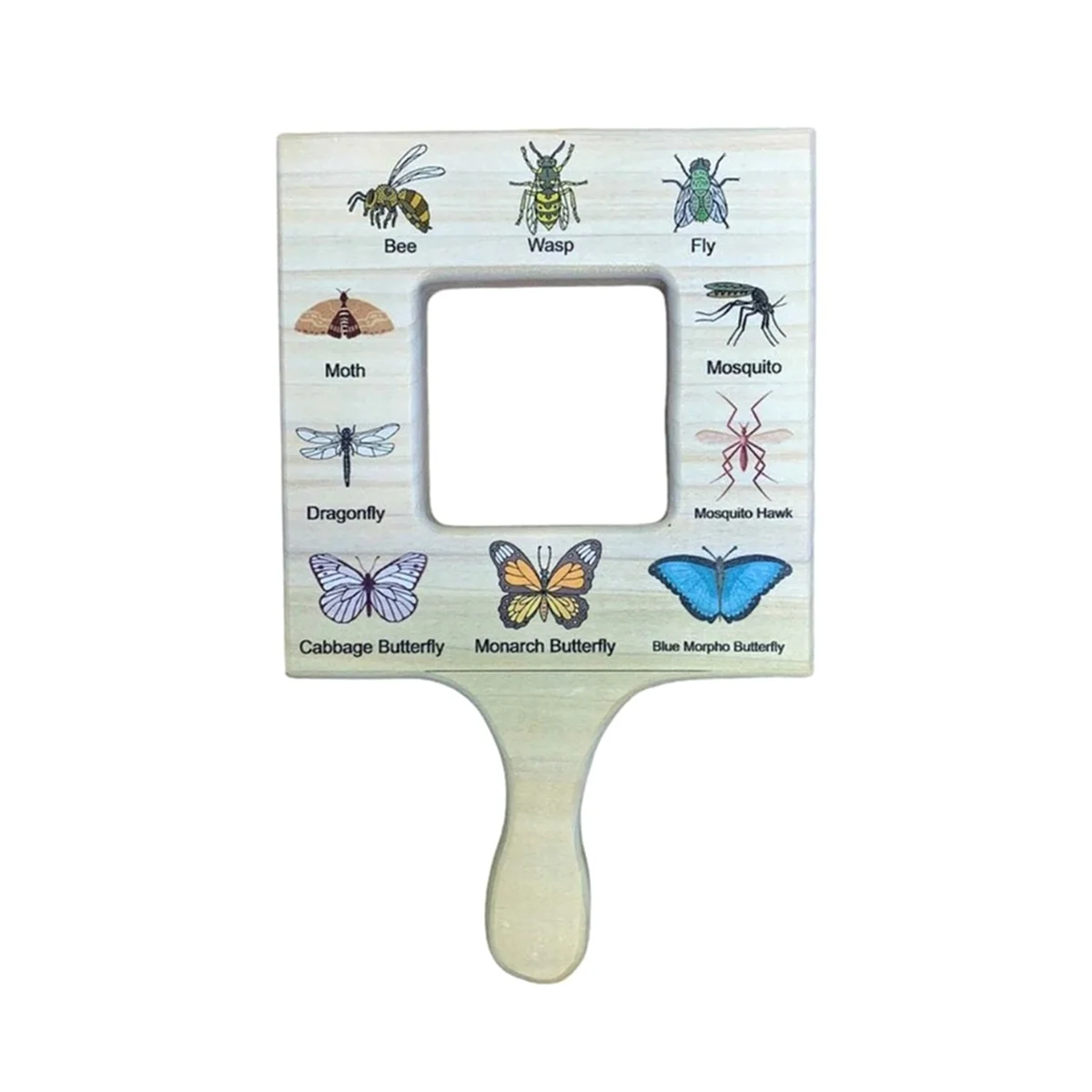 A96Q-Nature Guide Finder Toddler Wooden Handheld Toy Double-Sided Board Outdoor Plant Children-C