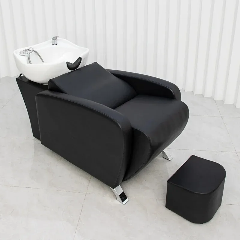 

Foot Rest Reclining Shampoo Chair Comfortable Neck Support Black Foot Rest Shampoo Chair Spa Basin Sillon Chaise Spa Furniture 3