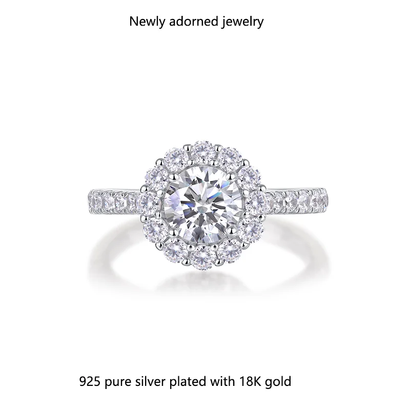 

Cross-border 1-carat morganite, 925 sterling silver plated with pt950, six-prong ring for women, same style as on Douyin, direct