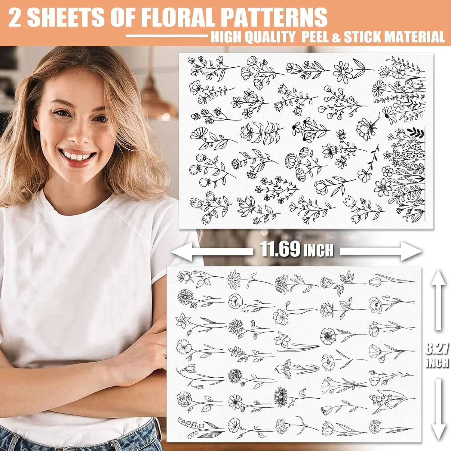Stick and Stitch Embroidery Paper Water Soluble Stabilizer Wash Away Pre-Printed Pattern Transfer Stencils for Hand Sewing Begin