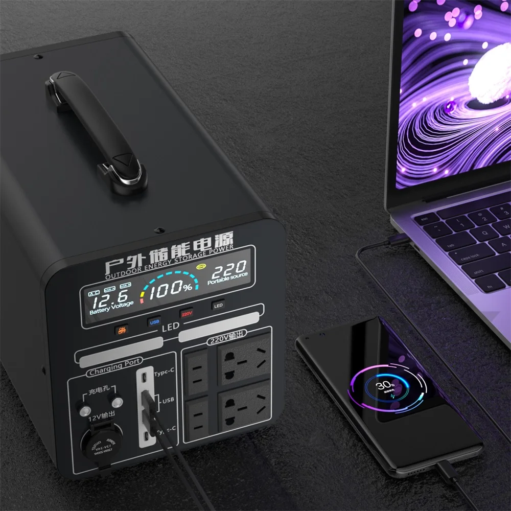 2000W LifePo4 Power Station Solar Generator Camping Portable Energy Storage System Fishing RV Outdoor UPS with Solar Panel