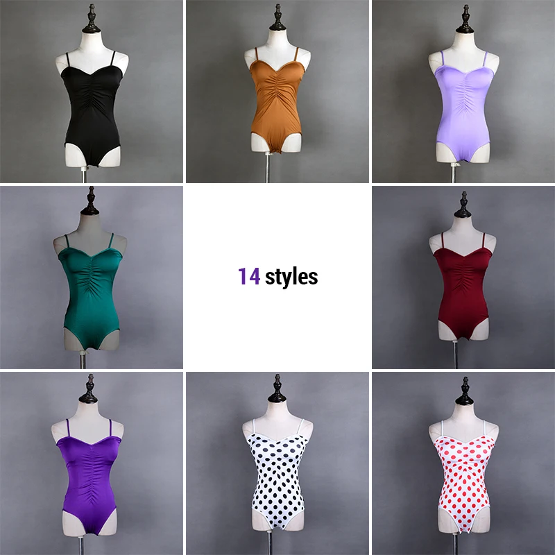 

Женский костюм для латинских танцев 155-175 см, однотонный/уточный купальник без рукавов с узором в горошек, одежда для балета, бальных танцев, ча-ча, танго