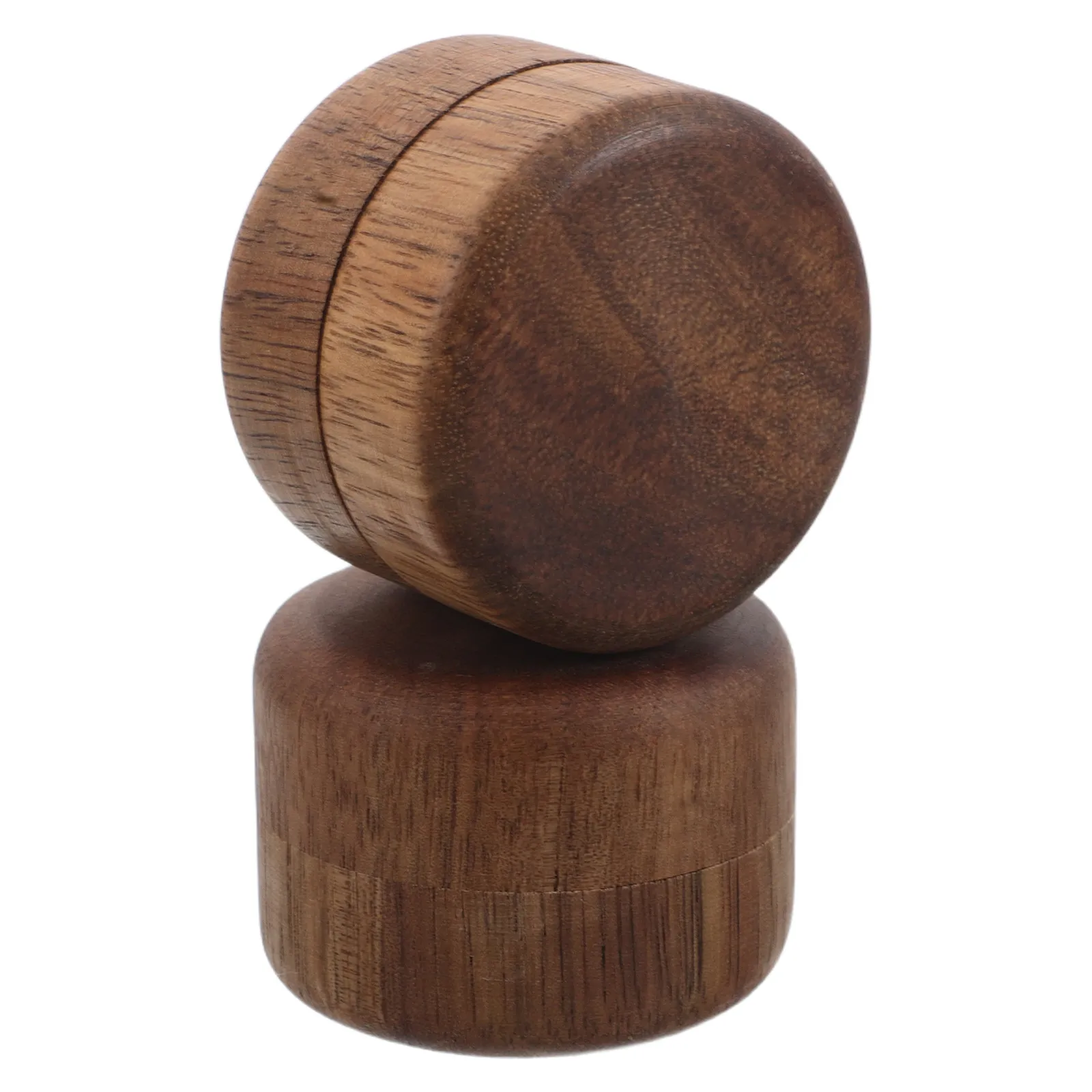 

2Pcs Acacia Wood Jewelry Box Mini Round Ring Holder Soft Interior Compact Storage Travel Wedding Keepsake Trinket Carrier