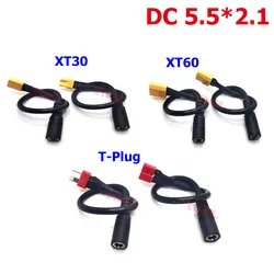 1PCS XT60 XT30 T Plug Female Male to DC 5.5*2.1mm Connector Battery Charging Adapter Cable Silicone Wire for RC Battery Charger