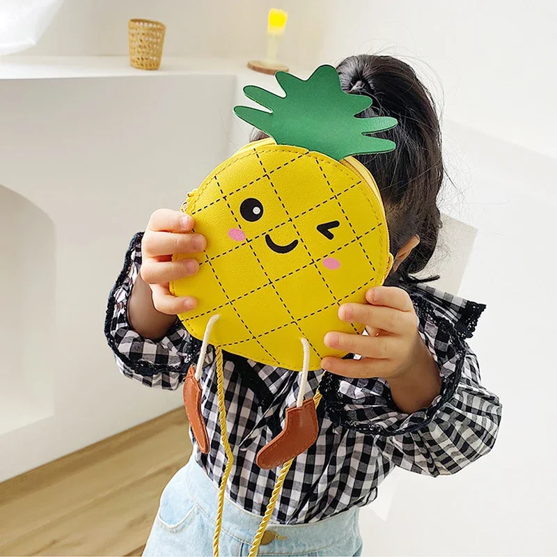 Sac à bandoulière ananas pour bébés filles, sac à main de stockage de Fruits mignons de dessin animé, sacoches à bandoulière, cadeaux pour enfants