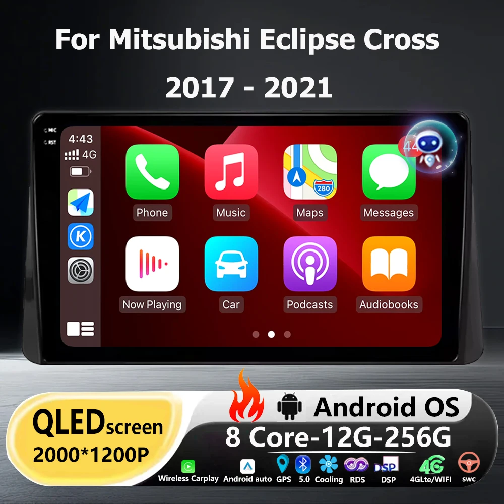 Radio Multimedia para Auto con Reproductor de Video, GPS y Navegación para Mitsubishi Eclipse Cross 2017 - 2021, Android 16, Auto Carplay, BT, Cámara 360