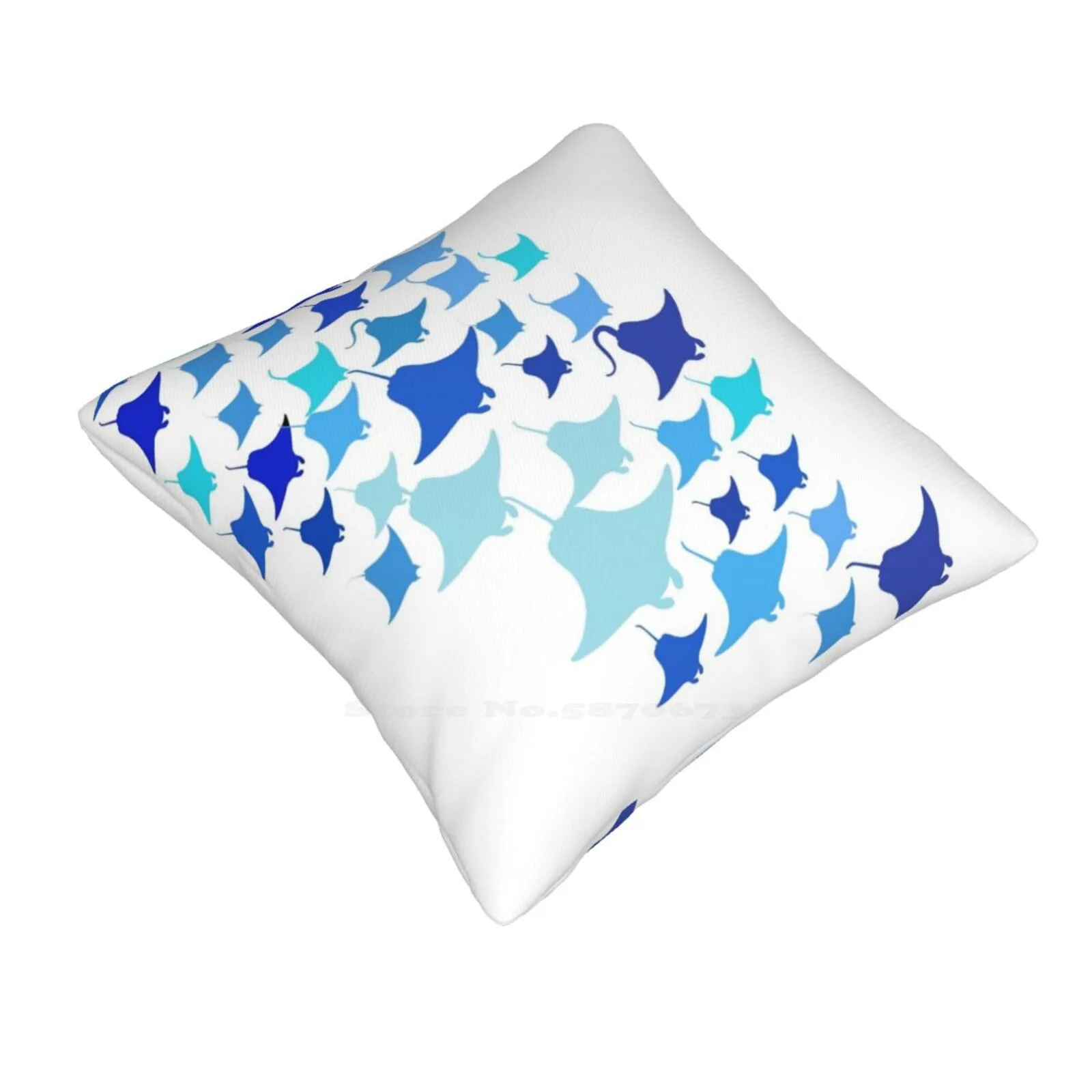 Manta And Stingray Pattern In Blue ( On White )-Scary Cool Stingrays Pillow Cover Hug Pillowcase Stingray Pattern Cute Stingray