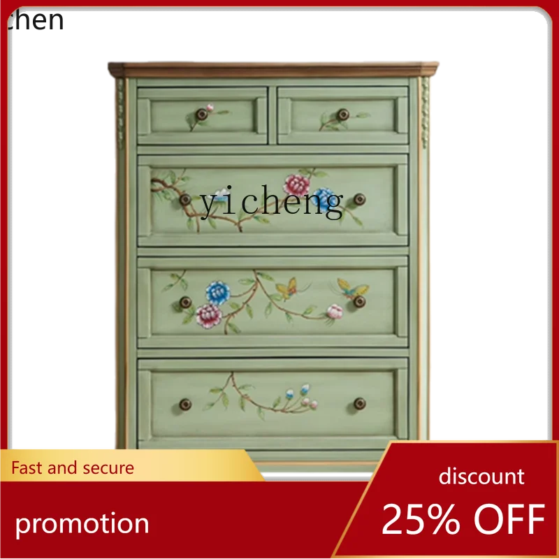 

YFY Комод Боковой шкаф Входной шкаф для хранения Стенка для хранения из массива дерева Европейский высокий шкаф в стиле ретро