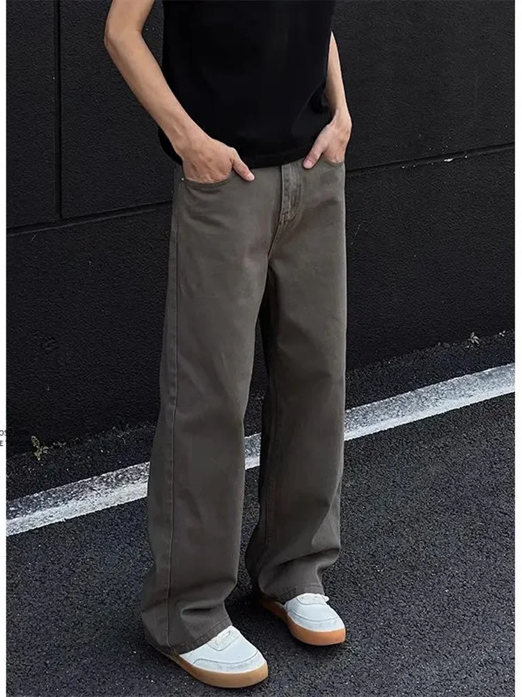 

Cleanfit American Retro Coffee Color Men's Knife Jeans Dra Straight Leg High Street Cool Flared Pants