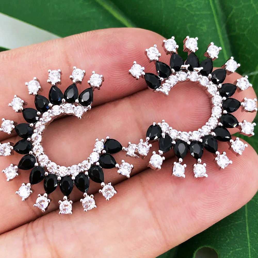 

Missvikki Cute Big AAAAA Bling Cubic Zirconia Needle Stud Earrings Fashionable Round Flower Earring for Women Jewelry Gift