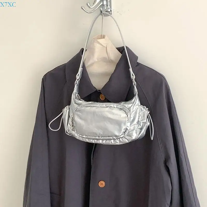 

X7XC Female Underarm Bag Retro Biker Bag Women Handbag Korean Styles Shoulder Bag PU Leather Armpit Bag for Everyday