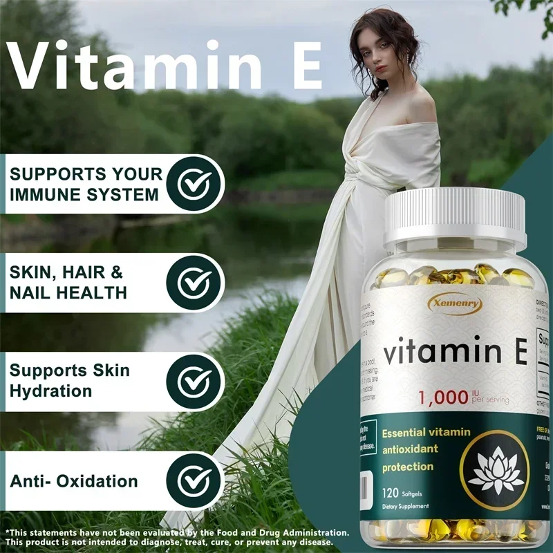 Vitamin E Capsules - Repair Damaged, Promote Skin Nutrient Absorption, Skin Firming, Wrinkle Reduction, Anti-aging, Antioxidant