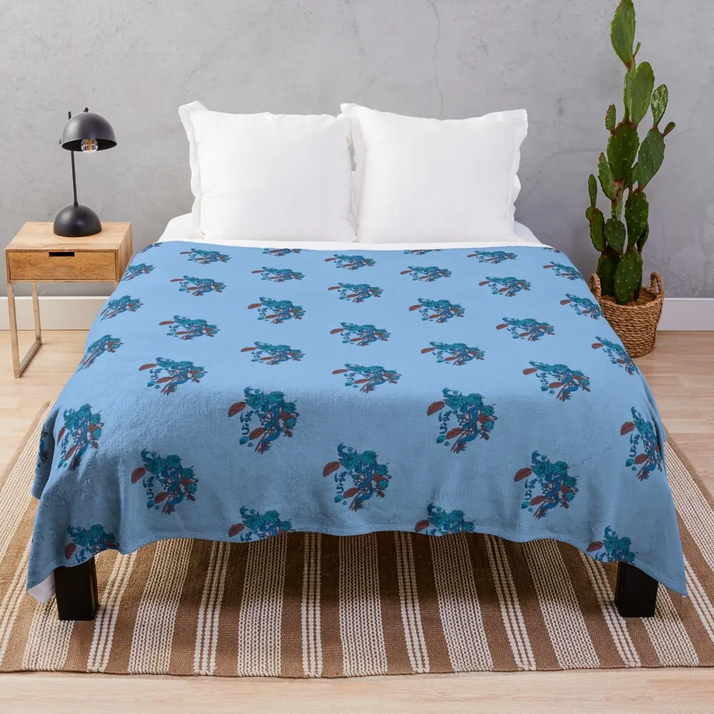 Tattoo Style Roses - blue Throw Blanket Comforter Flannels Blankets