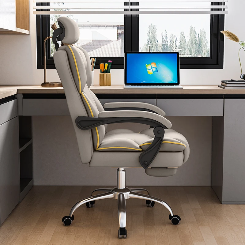 Leder Ergonomischer Bürostuhl Kissenverlängerung Bequemer Computer Bürostuhl Luxus Gaming Ästhetische Chaises De Bureau Ornament