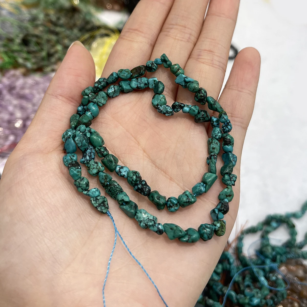 DIY-Steinperlen, natürliche Aquamarin-/Turmalinperlen für die Schmuckherstellung, DIY-Halsketten, Armbänder, Ketten, Ohrringe, Accessoires – Detail 5