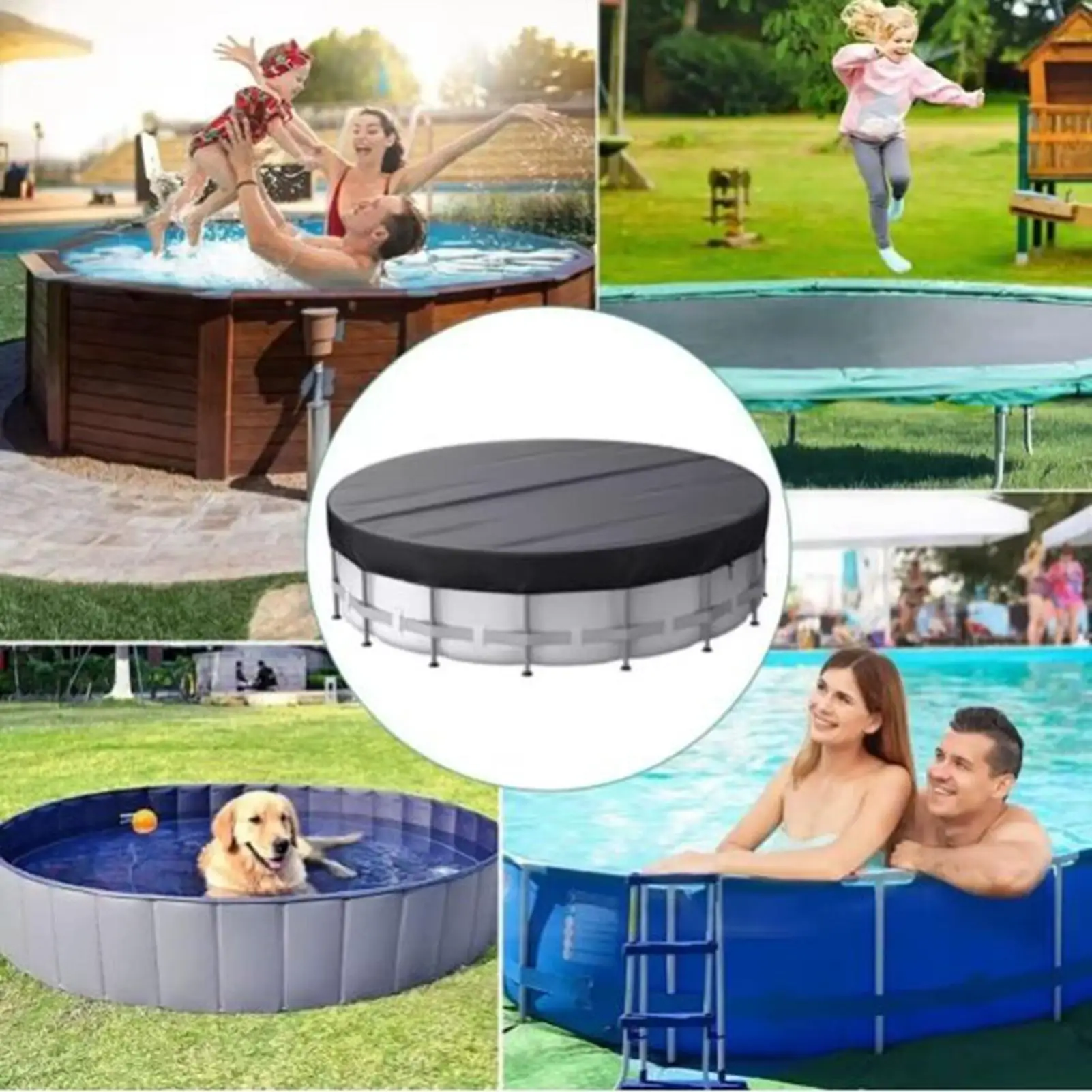 

Крышка для бассейна для собак, круглая крышка для бассейна, водонепроницаемая, солнцезащитная, батутная, пылезащитная защита для домашних животных, пляжного парка, сада, заднего двора, для взрослых