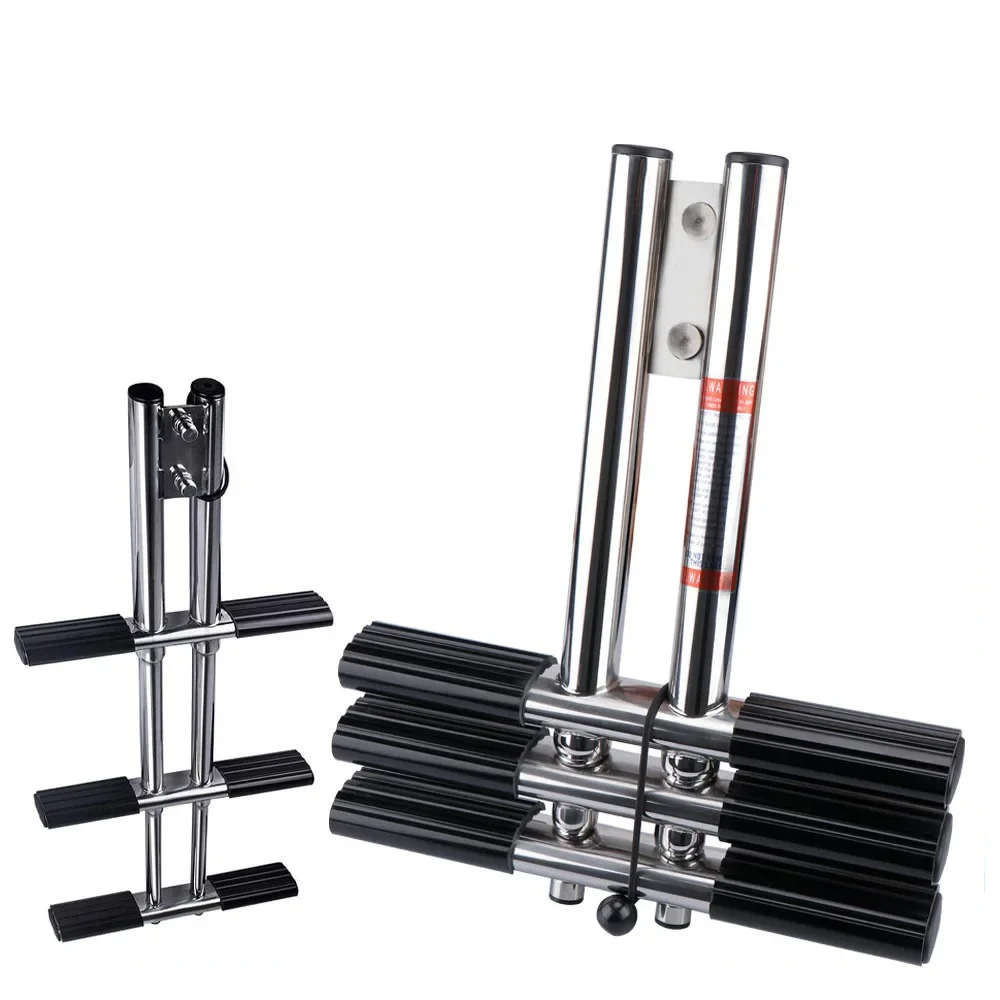 304 Stainless Steel 3-section Launching Ladder, 3-step Swimming Ladder, Hardware Accessories for Boats and Yachts