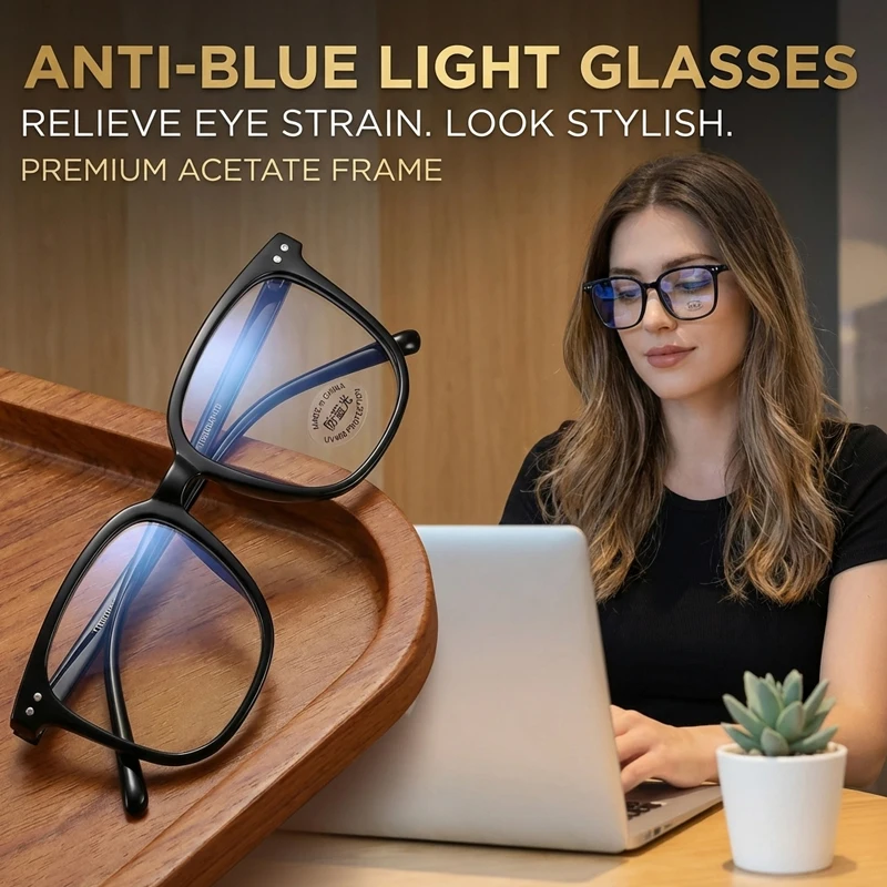 Klassische klare Computerbrille, Anti-Blaulicht-blockierende optische Linsen, Brillen für Damen und Herren, Unisex, Lesebrille, Brillengestell