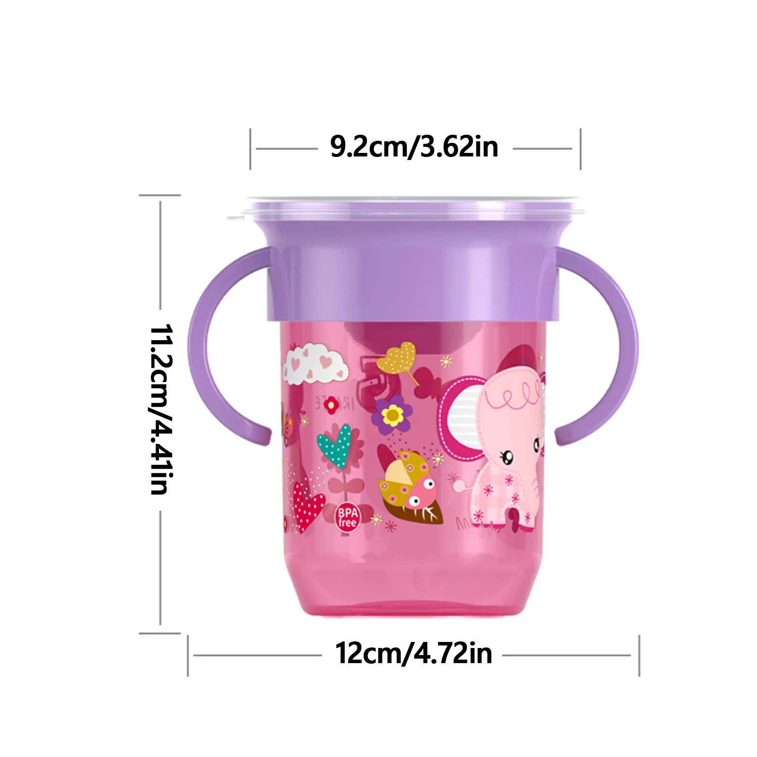 360 °   Auslaufsicherer Becher, 260 ml, großes Kaliber, Baby-Lernbecher, Baby-Bucking-Wassertrainingsbecher, auslaufsicherer Drop-Kinderbecher