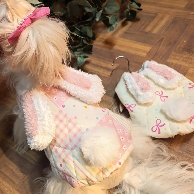 

Lovely Pink White Puppy Clothing 2025 Autumn Winter Warm Plush Coat Jackets For Small Medium Dogs Poodle Yorkshie Pet Clothes