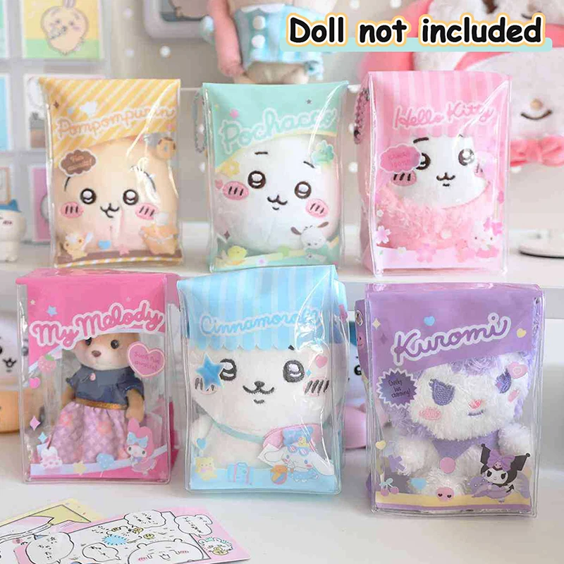 1PC Birthday Gift Sanrio Hello Kitty Plush Doll Candy Storage Pouch Pvc Transparent Mystery Box Cartoon Doll Outdoor Display Bag