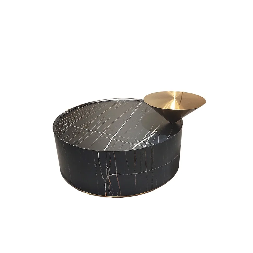 

Высокий и низкий комбинированный чайный столик из нержавеющей стали. Мраморный журнальный столик для гостиной.