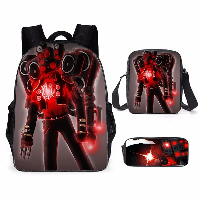 Zestaw 3 szt. Kibidi toaleta Mochila TITAN SPEAKER MAN plecak dziecięcy chłopiec podróżny plecak torba do przechowywania książek torebka Cosplay