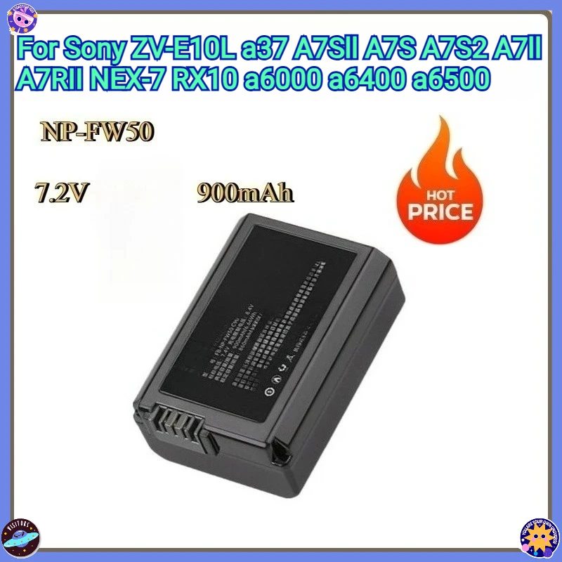 

New Replacement Battery NP-FW50 7.2V 900mAh For Sony ZV-E10L a37 A7SII A7S A7S2 A7II A7RII NEX-7 RX10 a6000 a6400 a6500