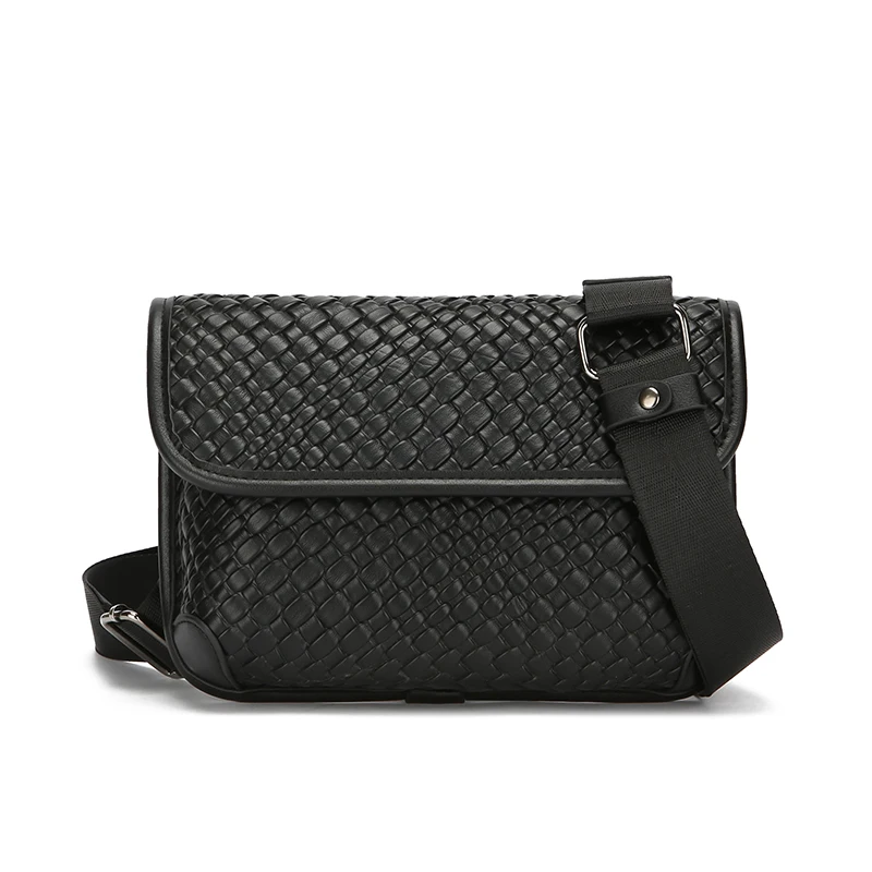 الحياكة نمط الرجال حقيبة صغيرة عالية الجودة بولي Leather الجلود Crossbody حقيبة ساعي للرجال موضة عادية الرجال حقيبة كتف حقيبة الهاتف #1