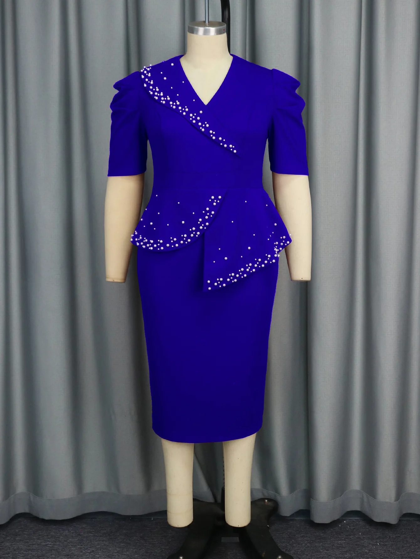 L-4XL Дашики Африканские вечерние платья для женщин Осеннее африканское платье миди больших размеров с коротким рукавом и v-образным вырезом Африканская одежда