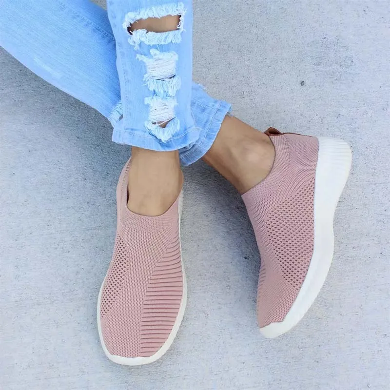 Sneakers For Women 2024 New Fashion Casual Shoes Solid Color Walking Women Sneakers Slip On Sock Ladies Flat Shoes Women Shoes