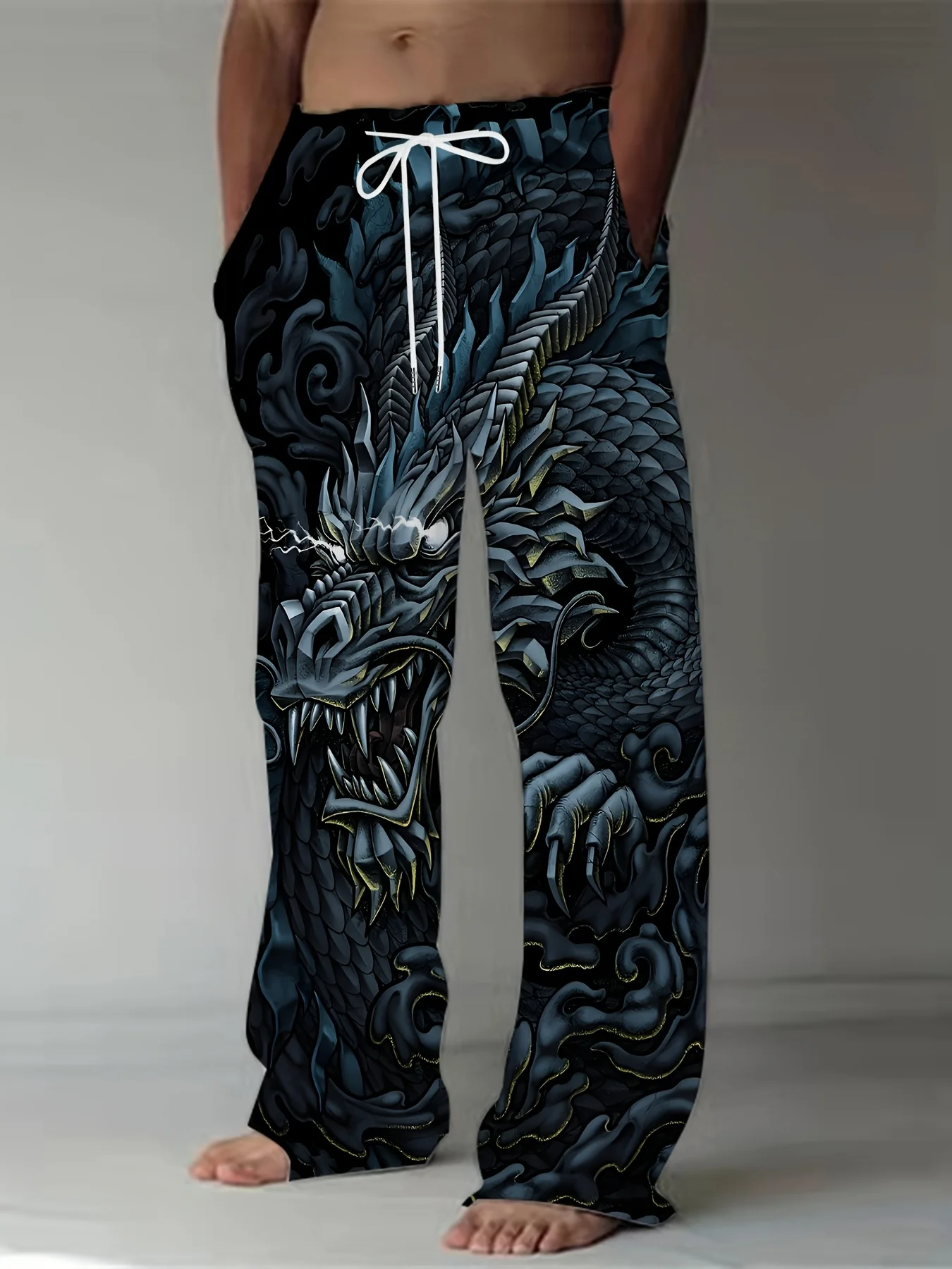 

Новые брюки 2026 года с 3D-принтом в стиле готического дракона, свободные прямые брюки в уличном стиле хип-хоп, повседневные спортивные брюки в стиле Харадзюку