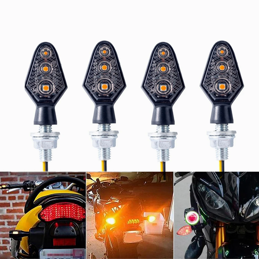 

Universal LED Motorcycle 3led Turn Signal Light Waterproof Blinker Indicator Moto Accessories Amber Flasher Lamp Arrow Style 12V