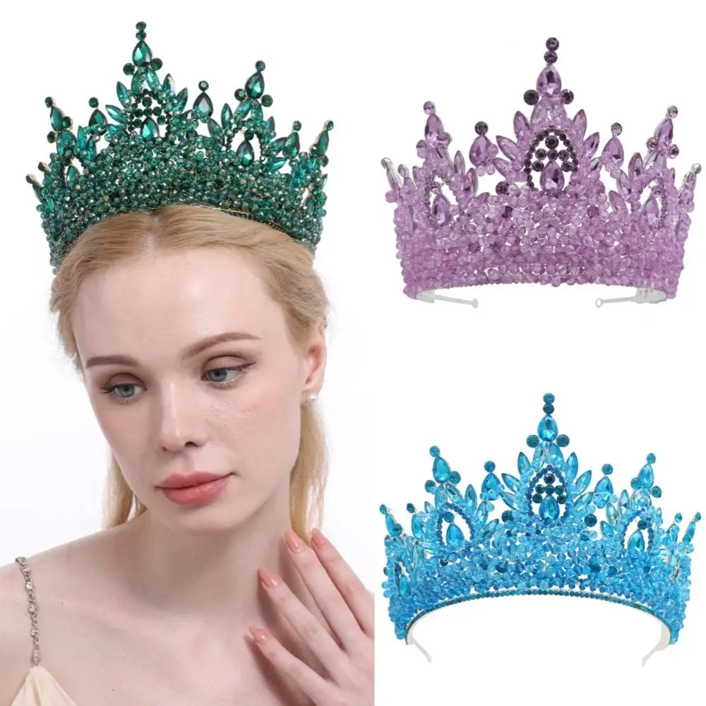 

Luxury Oversized Baroque Crown Electroplated Hair Jewelry Rhinestone Bridal Crowns Sparkling Headpieces Crystal Cake Topper
