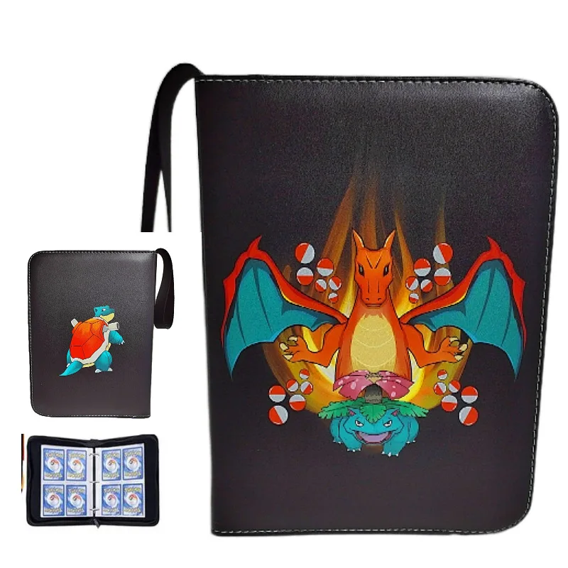NEW Pokemon Card Collection Album 400pcs Binder Cartoon Zipper Photo Album for Anime Fans PU Leather Storage Book for Card Games view 5