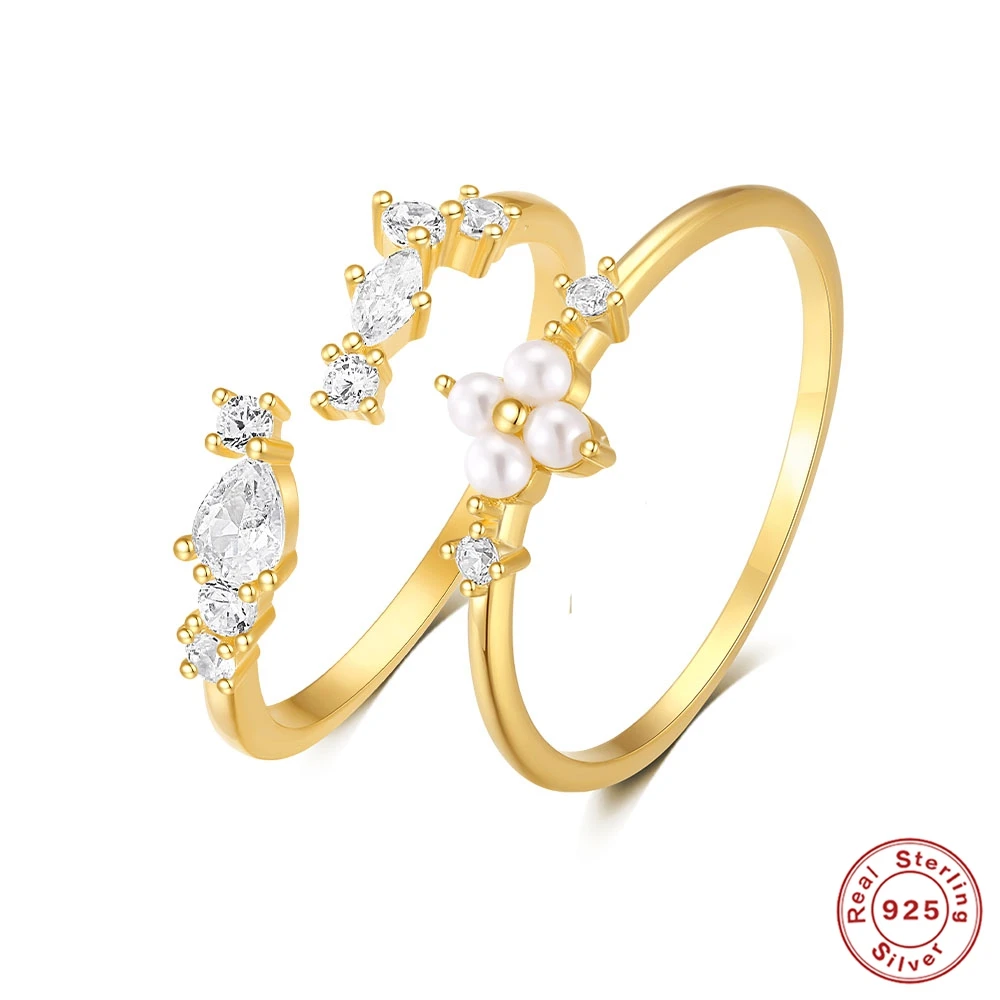 

AIDE стерлингового серебра 925 пробы с цирконием для женщин, штабелируемые жемчужные кольца на палец для девочек, круг на палец, ювелирное кольцо на день рождения, открывающееся кольцо