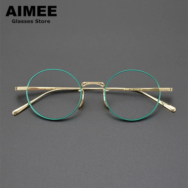 

Vintage Round Pure Titanium Ultralight Glasses Frame Men Handmade Prescription Eyeglasses Women Myopia Blue Light Eyewear Gafas