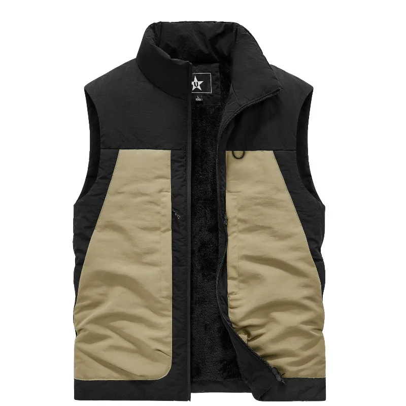

Plus size 6XL Mens Vest Thickened Vest Men's Autumn/Winter Warm Windproof Tank Top Stand Collar Casual Shoulder Coat Men's
