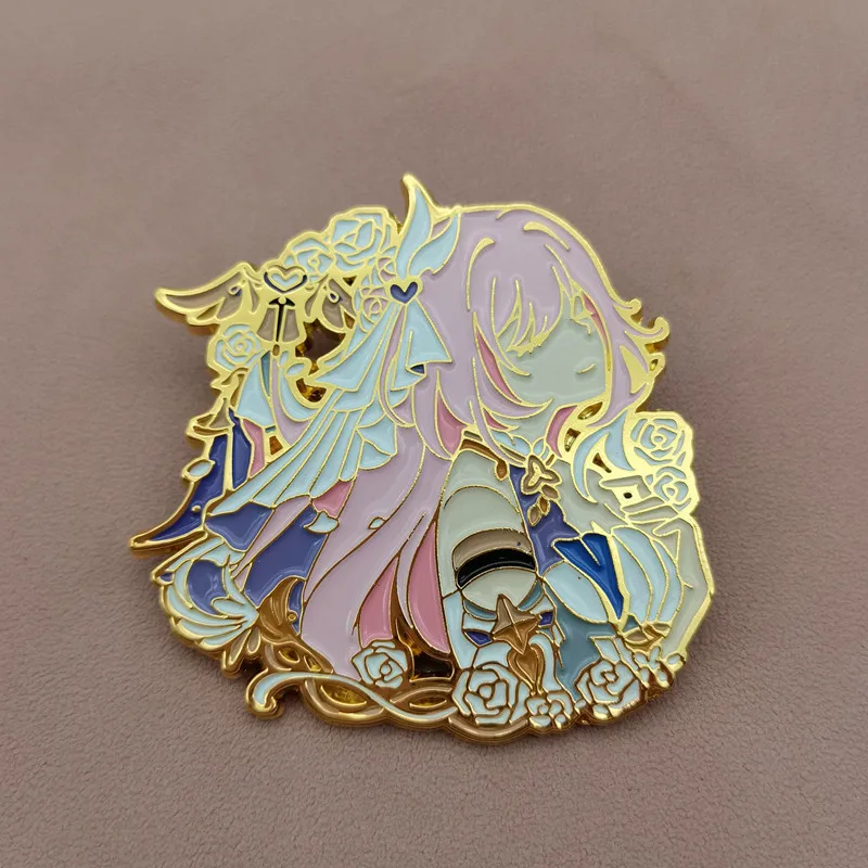 Honkai Impact 3rd Elysia Metal Brooch, Anime Herrscher of Human Lapel Pin Badge for Backpack Jacket, Gift for Fans