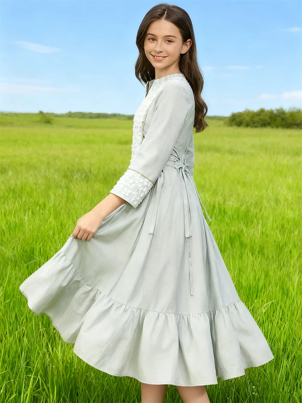 

Повседневное элегантное жаккардовое длинное платье в этническом стиле для девочек, Дубай, Абая, Ближний Восток, Джалабия, Ид, Джеллаба, мусульманский детский халат, кафтан