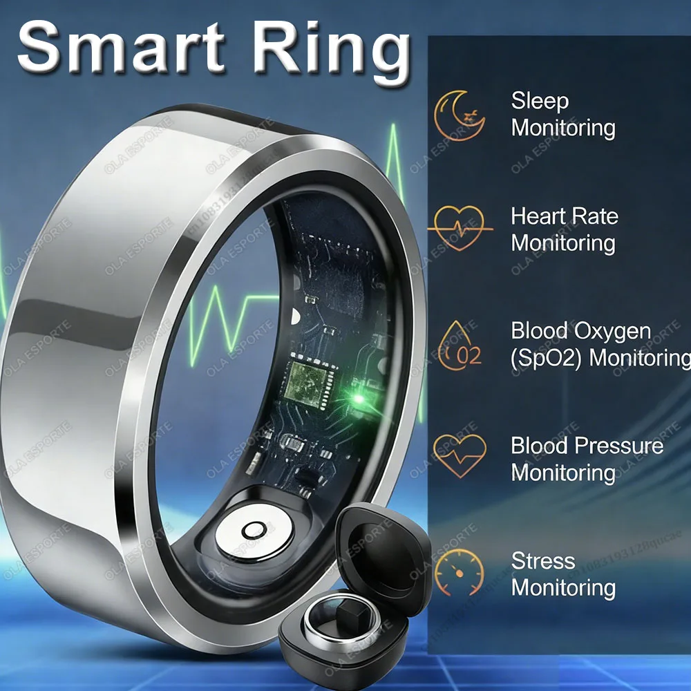 2026 New Smart Ring with Charging Box, Multiple Sport Modes, Blood Pressure Health Manager, 5 ATM Waterproof For Men Women Rings