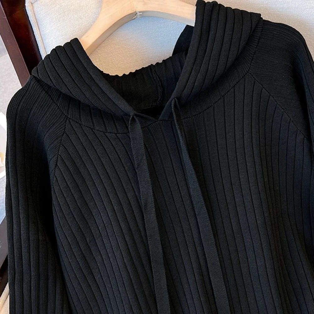 Sukienka damska plus size 6XL 150kg, długa, jesienna, z kapturem, oversize, luźna, z elastyczną talią, maxi.