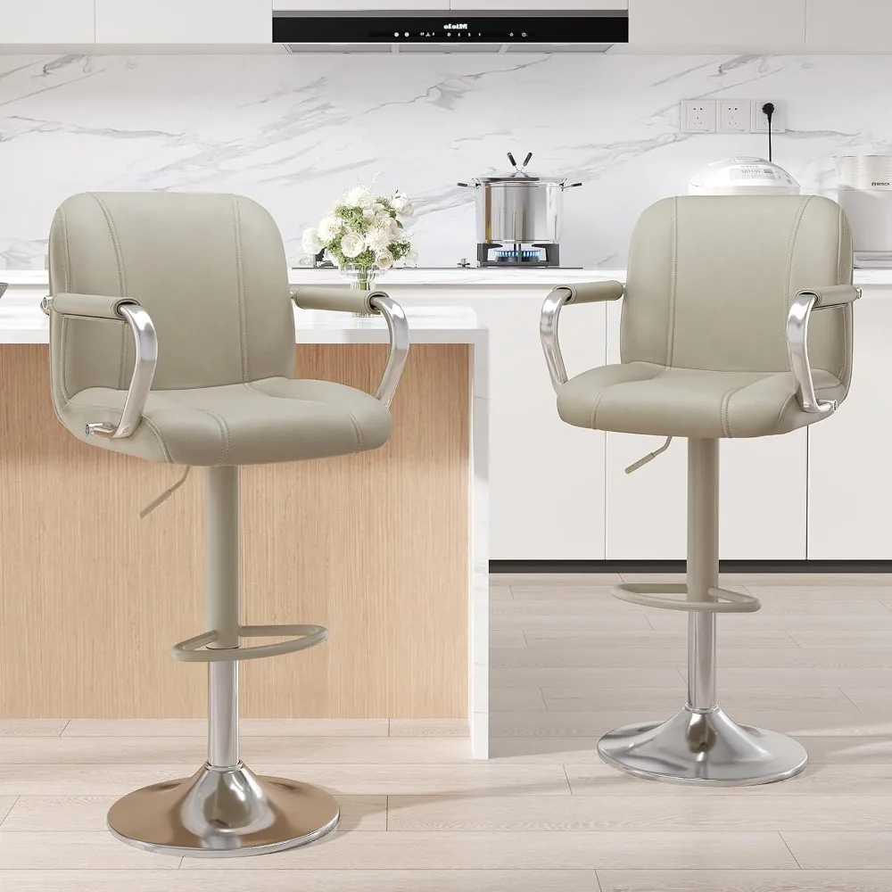 

Bar Stool, Counter Chairs w/Backs Set of 2 – Adjustable Swivel High Chairs for Kitchen Island Stools, Home Bar Furniture