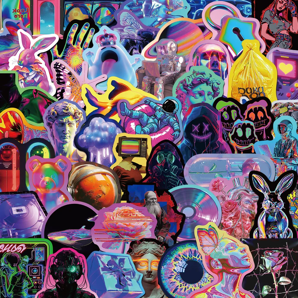 10/30/56PCS Laser Cyberpunk Style Series Stickers For Suitcase Skateboard Laptop Luggage Fridge Phone Car Styling DIY stickers