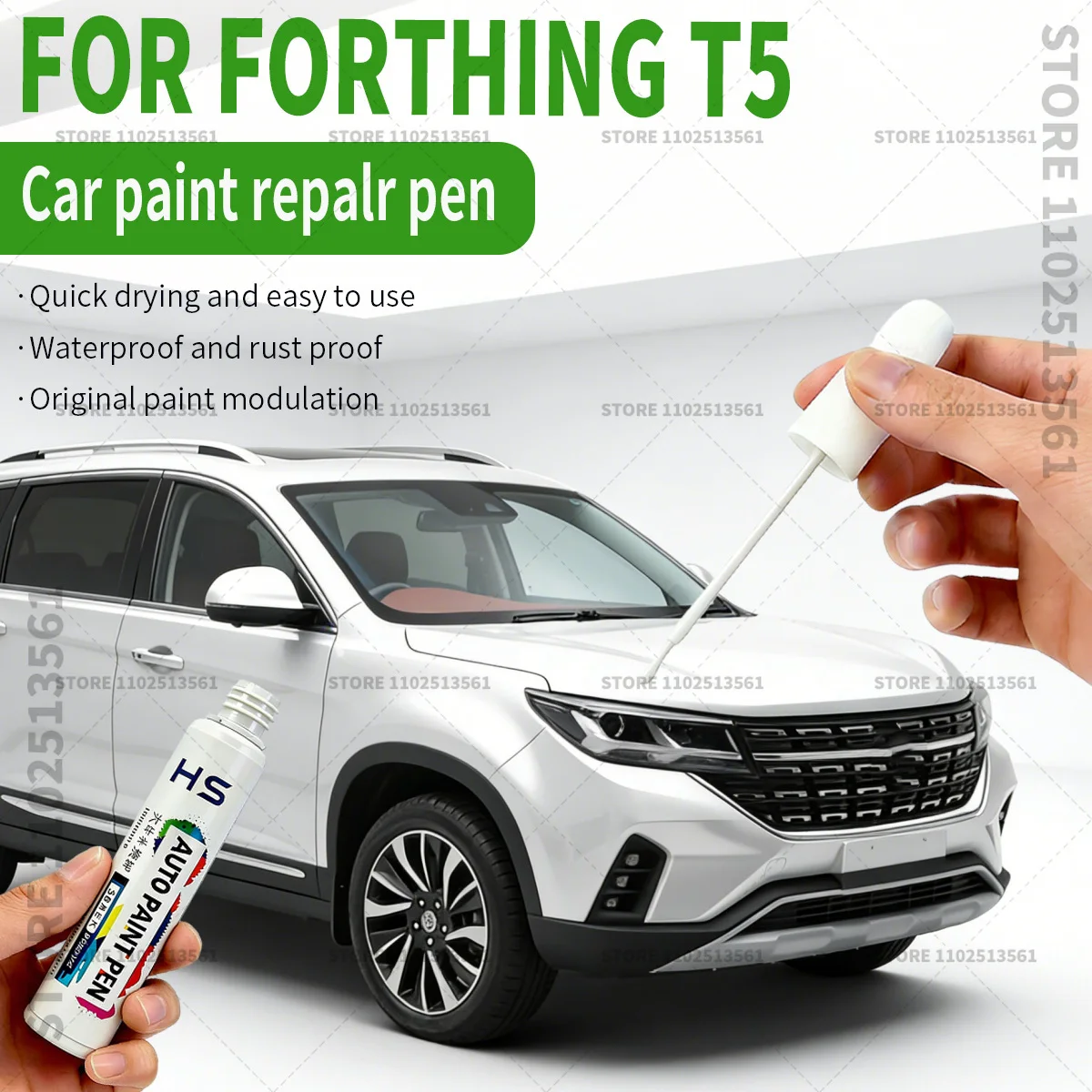 For 2018-2023 Forthing T5 Car Paint Repair Pen Restores Original Factory Paint Finish Pearly White PZ09 Black PY01 Blue Green