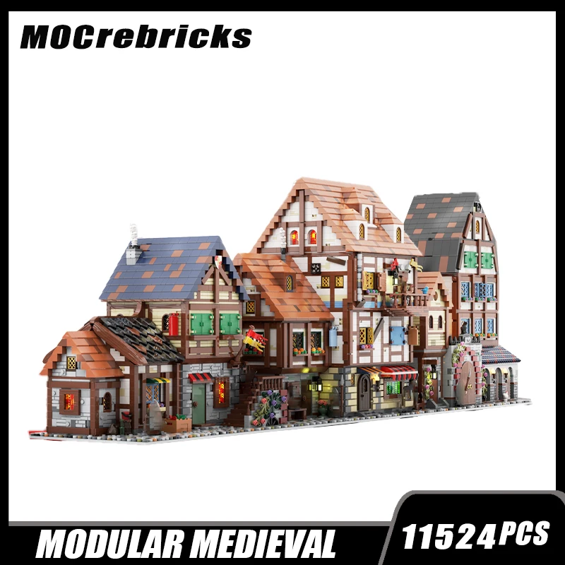 

Street View Medieval French House Castle Architecture Module Building Block Village Scene Model Brick Toy Children's Gifts