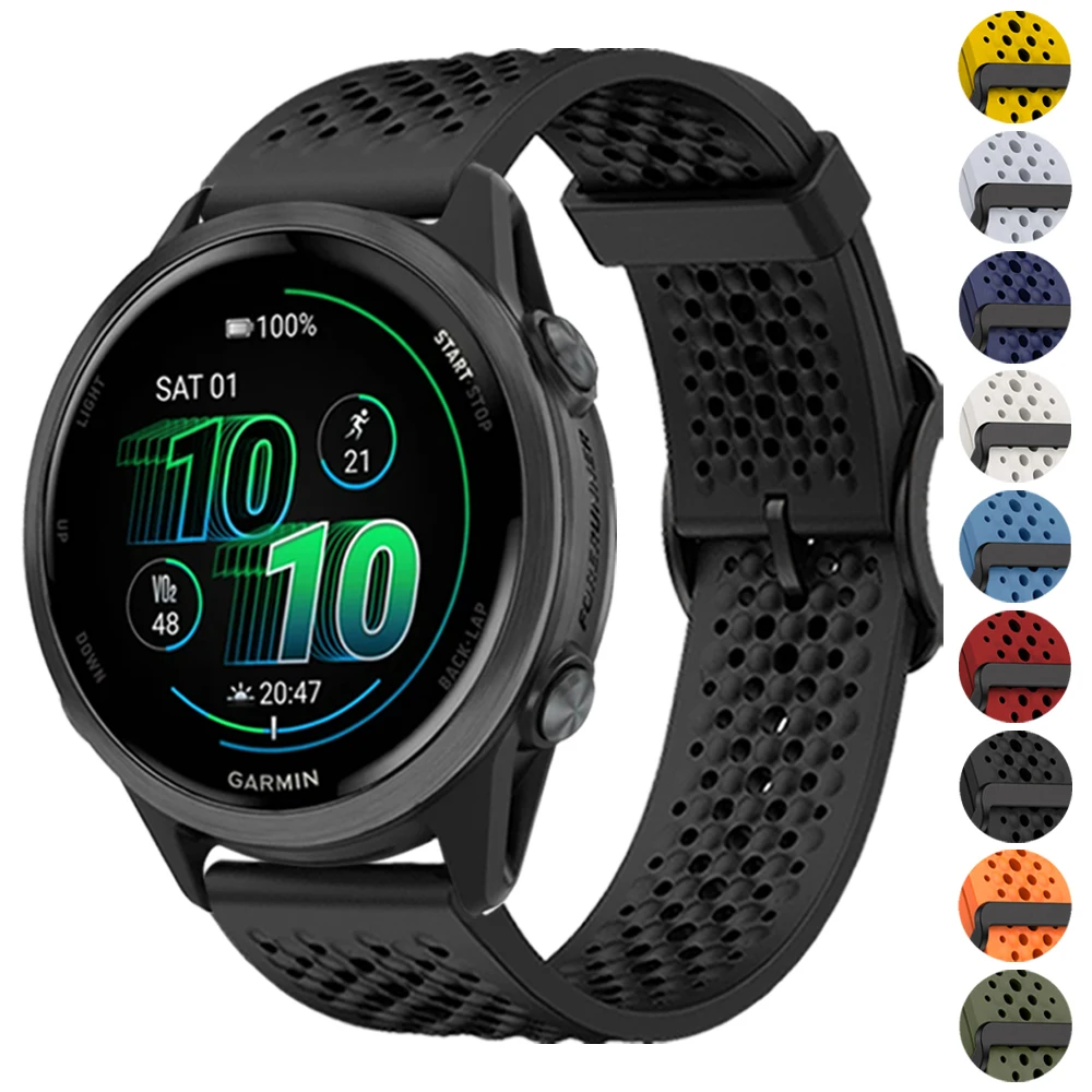 22 مللي متر سيليكون استبدال حزام ل Garmin Venu 2 3 Vivoactive 4 تنفس الفرقة Forerunner 570 47 مللي متر 255 الموسيقى 265 نشط حزام الساعات
