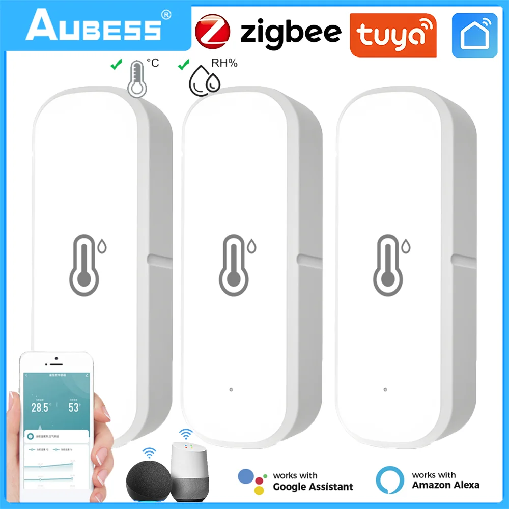 Tuya ZigBee Smart Temperature And Humidity Sensor Battery Powered ZigBee Smart Home Security Voice Control Via Alexa Google Home